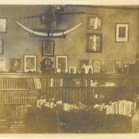 library with photo wall